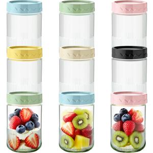 Suclain 9 Pcs Mason Jars with Lids Airtight Overnight Oats Containers Glass Storage Jars for Breakfast Lunch and Leftovers Salad Meal Prep Container for Food Storage Mush Chia Pudding (16 oz)