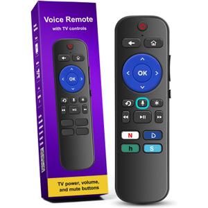 Voice Remote Replacement - for Streaming Player, Stick, TV and Audio - 4 app Shortcuts.
