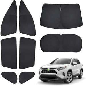T TGBROS Windshield Sun Shade for Toyota RAV4 2019-2024 2025 Car Window Shades Thicken UV Block and Blackout Privacy Foldable Sunshades 8PCS Accessories Keep Cool Sun Visor Covers