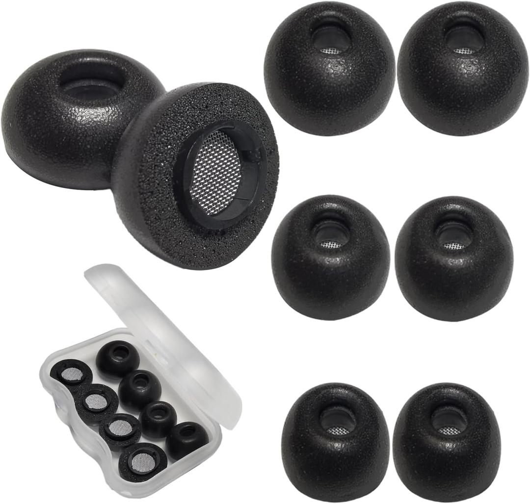 Luckvan 4 Sizes Memory Foam Ear Tips for Samsung Galaxy Buds3 Pro Replacement Earbuds Tips for Galaxy Buds 3 Pro Earbud Fit in Case Black, 4 Pairs