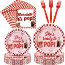 Yungyan 96 Pcs She's Ready to Pop Baby Shower Decor Soda Theme Tableware