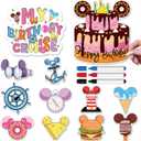 Happy Birthday Cruise Door Magnets Decorations - 12 Pcs Funny Magnetic Stickers Decorations for Cruise Ship Door, Cute Cabin Ship Carnival Party Supplies