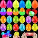 12 Pack Easter Eggs Prefilled with Light Up Glitter Squeeze Squishy Stress Balls Relief Fidget Toys Filler , Glow in The Dark Easter Basket Stuffers Essential Gift Kids Adults Surprise Egg Hunt Favor
