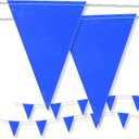 Pennant Safety Flags - Warning Marking Flags on String, 100ft 7x10inch for Parking Lot Events, Traffic Barrier Line, Yard Roof Perimeter, Boundary Construction Workplace (blue)