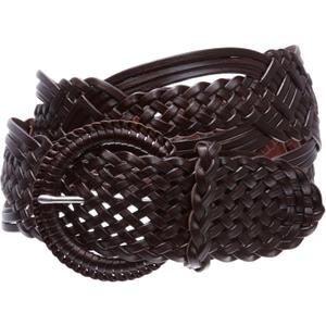 2" (50 mm) Genuine Leather Braided Woven Belt (Small-Medium, Brown)