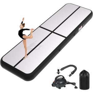KIKILIVE Inflatable Gymnastics Tumbling Mat 6.6ft*3.3ft*4in Black