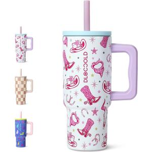 DLOCCOLD Kids 24 oz Tumbler with Handle and Silicone Straw Lid, Leakproof Insulated Tumbler with Spill Resistant Lid, Reusable Stainless Steel Tumbler Mug for Kid Boy Girl, Cupholder Friendly BPA Free