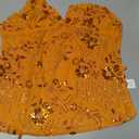 Women Y2K Sequin Rhinestone Criss Cross Straps Crop Cami Top Sexy V Neck Backless Floral Embroidery Halter Tank (Orange, M)
