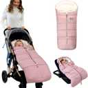 LAT Baby Warm Bunting Bag Universal, Extended and Removable, Stroller Sleeping Bag Cold Weather, Waterproof Toddler Footmuff (Basic, Pink)