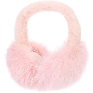 LA CARRIE Unisex Winter Foldable Earmuffs Plush Faux Fur Ear Muffs Outdoor Cold Weather Ear Warmers for Women and Men (Pink Long Fur)