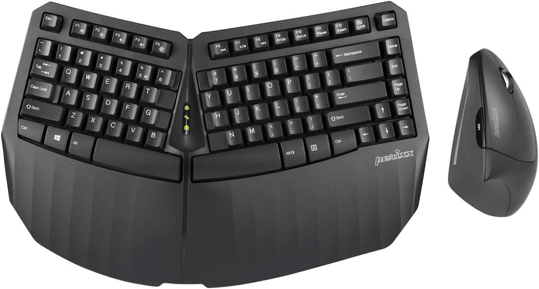 Perixx PERIDUO-813B US, Wireless Ergonomic Compact Keyboard & Vertical Mouse - Bundle with a 6-Button Ergonomic Vertical Mouse - Black - US English