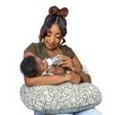 Boppy Nursing Pillow - Ergonomic Bottle & Breastfeeding Pillow, Higher, Firmer & Larger, Water-Repellent with Washable Organic Cotton Cover, Baby Safety Alliance Verified - Green Cut Out Leaves