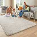 Ophanie 6x9 Area Rugs, Upgrade Non-Slip Fluffy Soft Rugs for Living Room, Large Shag Ivory Fuzzy Plush Rug, Shaggy Big Carpets for Bedroom, Kids Boys Girls Dorm Nursery Home Decor Aesthetic
