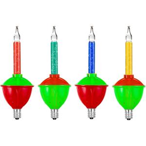 4 Pack Bubble Replacement Bulbs, Multi-Color Glitter Traditional Christmas Bubble Light Bulbs, C7/E12 Candelabra Base, Clear Fluid Lights Bulbs for Xmas Christmas Tree Decoration