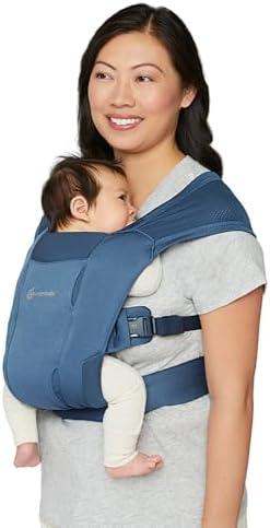 Ergobaby Embrace Baby Carrier Newborn to Toddler - Lightweight Ergonomic Baby Carriers - Cozy Essentials (7-25 Pounds), Soft Air Mesh Blue