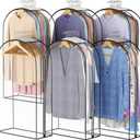Clear Garment Bags for Hanging Clothes 10” Gusseted, 6 Pack, 40”