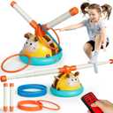 Billeeit 2-in-1 Musical Jump and Toss Ring Game Toy, Indoor and Outside Jump Toy for Kids Ages 4-8 and Toddler 1-3, 3-5, Christmas Boys and Girls Birthday Gift w/4 Speeds and Remote Control