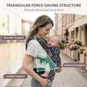 FRUITEAM Baby Carrier, Toddler Carrier with Adjustable Seat Size, Comfortable & Ergonomic Baby Carrier Newborn (7-25 LBS), Easy to Wear, Travel and Hiking Friendly (Black Floral)