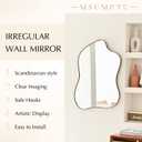 Irregular Wall Mirror Brass Wave Shaped Metal Framed Wall Mirror for Bathroom Bedroom Entryway Living Room Wall Decor 34" L x 25.5" W 2302G