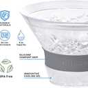 Martini Glasses, Plastic Reusable Insulated Freeze Martini Cooling Cups, Gel Chiller, Double Wall Stemless Martini Glasses Set of 2, 9 Oz Capacity, Martini Gifts, 2 Reusable Cocktail Straws (Gray)