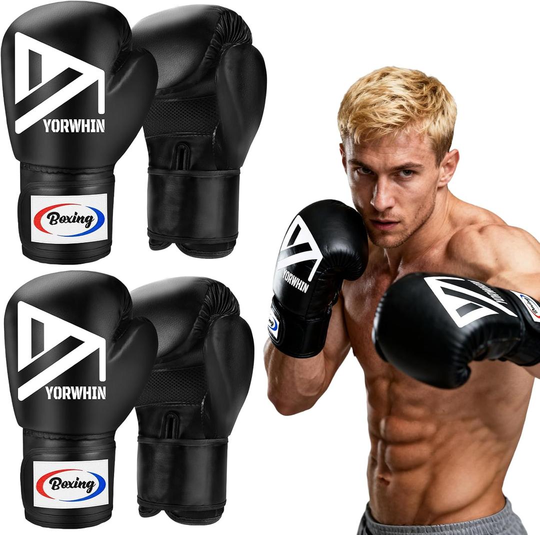 Boxing Gloves for Men Women, Training Sparring Boxing Gloves, Heavy Punching Bag Workout Gloves for Boxing Kickboxing Muay Thai Mixed Martial Arts MMA Training (Black(2pack))