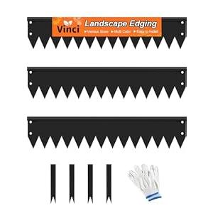 Vinci Landscape Edging Border, 40" L x 8" H 3Pack 10FT Total Black Galvanized Steel Garden Edging with Spikes, Sturdy Elegant Metal Lawn Broder for Flower Beds, Pathways, Paver Edges and Yard