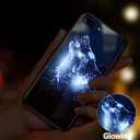 LED Light CompatibleiPhone 14 Case Colorful Glowing Tempered Glass Back Cover Bumper Shockprooffor Cool Women and Trendy MenProtective LensCall Music FlashSend Tempered Film (Wolf)