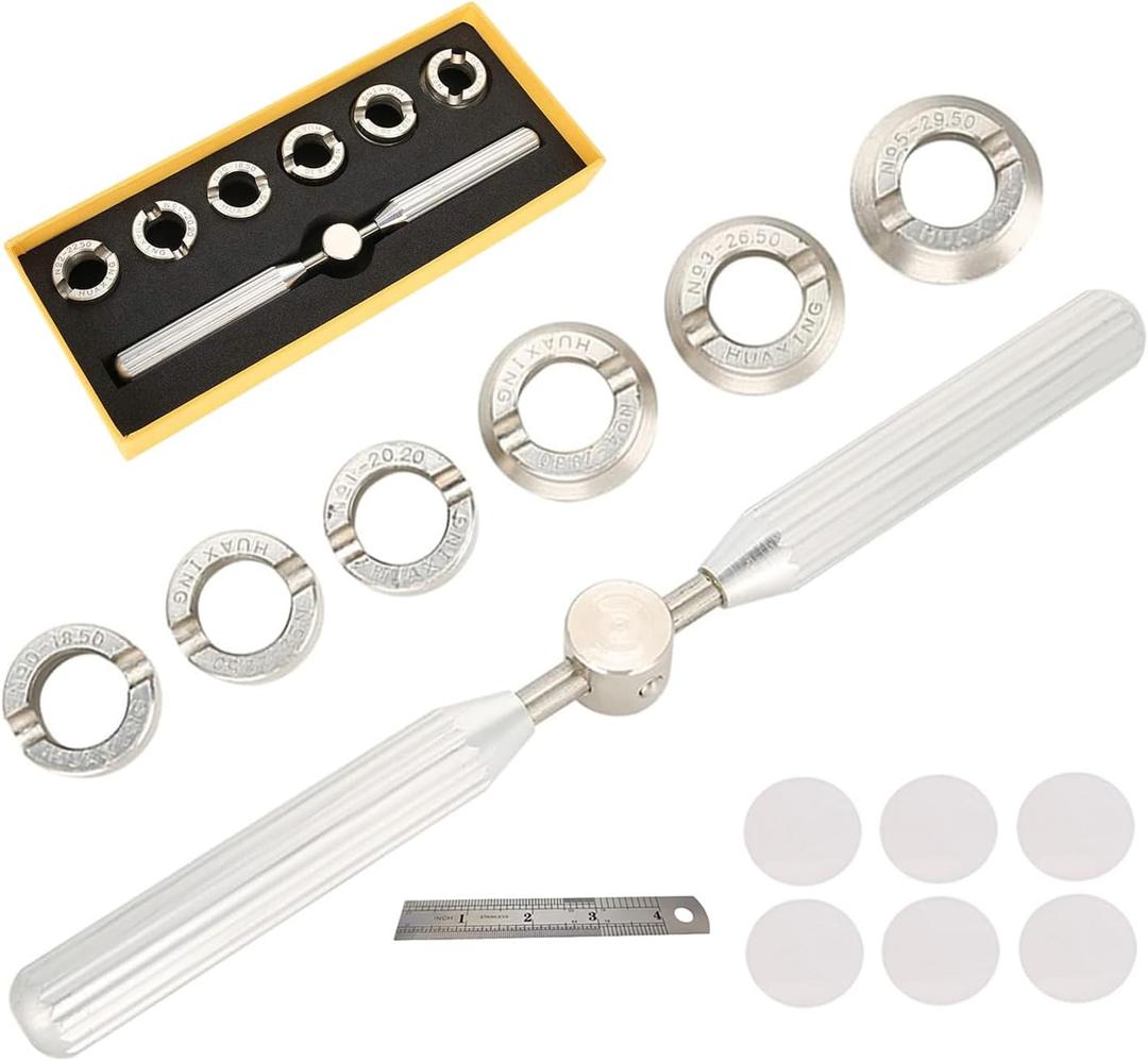 Watch Repair Tool,5537 Watch Case Opener,Watch Back Remover Tool for Rolex & Tudor Watch Repair Tool Kit with 6 Dies 18.5-29.5mm