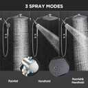 Veken 11.8" Brushed Nickel Rain Shower Head with Handheld, High Pressure Handheld Shower Heads with Multi Spray Modes,Rainfall Combo with 15" Metal Extension Arm,Detachable Dual Shower,Regaderas Para