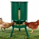 KOL 50LB Metal Chicken Feeder - No Waste, No Clog Design with 16 Ports & Smooth Gravity-Flow, Powder Coated Rust-Proof for Coop Use (Green)