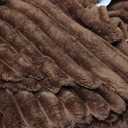 BEDELITE Twin Blanket for Couch & Bed, 300GSM Soft & Warm Fleece Blanket, Decorative and Giftable Striped Chotolate Brown Blankets for Women, Men, 60"x80"