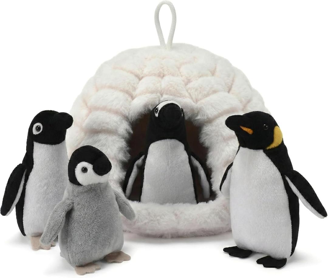 Penguin Stuffed Animal Set - 4 Soft and Cuddly Plush Penguins with Igloo - Perfect Penguin Plush Toy for Kids to Play, Cuddle, and Uplift Social Skills - Soft, Huggable, and Safe