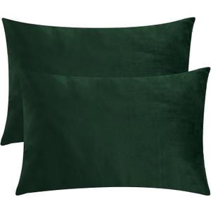 StangH Christmas Pillowcase for Decor, Velvet Pillow Covers with Zipper Closure, Soft Cozy Feeling for Sleeping, Queen Size (Dark Green, 20 x 30 inches) Pillow Cases Set of 2