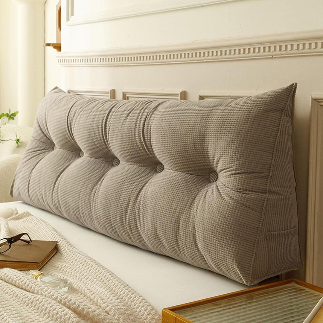 Wedge Pillows Light Coffe Headboard Reading Pillow Backrest Pillows for Sitting Up in Bed Rest Large Triangle Bolster Cushion Daybed Pillow Lumbar Support Leg Positioning Pillow, Twin 39in*7.87in*19.68in