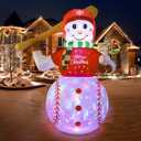 OurWarm 6 ft Inflatable Outdoor Decoration, Baseball Snowman Inflatable with Rotating LED Lights, Christmas Yard Decorations for Garden Lawn Xmas Party Decor