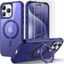 Ezanmull Magnetic for iPhone 15 Pro Max Case, Phone Case iPhone 15 Pro Max, Invisible Stand Kickstand Ring Holder Soft Shockproof Women Men Cover for 15 Pro Max 6.7" (Blue)