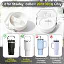 2-Pack Replacement Flip Straw Lids for Stanley IceFlow Tumbler 30oz and 20oz, Spill-Proof Cap with 2 Reusable Straws & 2 Cleaning Brushes, BPA-Free, Easy to Clean(White)