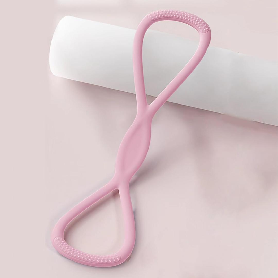 Figure 8 Resistance Bands for Women & Men  15LB Silicone Pull Rope for Shoulder, Back & Arm Workout  Non-Slip Handles, Home Gym, Yoga & Physical Therapy  Toning, Posture Correction (Pink)