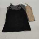 Emmalise Women's Camisole Built in Bra Wireless Fabric Support Short Cami (Medium, 3 Pk - Black, Charcoal, Khaki)