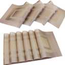 PIGCHCY Placemats with Matching Table Runner,Heat Resistant Vinyl Woven Washable Table mats Sets (6 Placemats+1 Table Runner,Champagne)