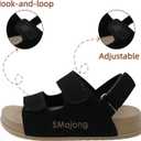 SMajong Boys Sandals Girls Sandal Kids | Non-Slip Slides, Lightweight, Adjustable, Open Toes, Flat (Black)