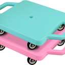 2 Pcs Sports Scooter Board with Handles Colored Floor Sitting Scooter Board with Plastic Casters for Kids Gym Indoor Outdoor Activities Play Equipment