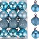 MECCANIXITY Christmas Ball Ornaments Christmas Tree Decorations Balls Lake Blue 1.6"/4CM for Party Decoration Wedding Holiday Christmas Decor 24Pcs