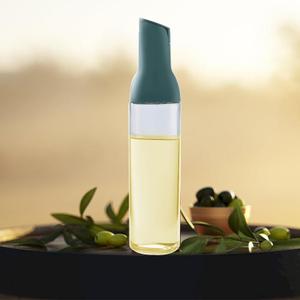 Oil Dispenser 17 Oz For Kitchen Cooking 1 Pack With Labels, Olive Oil Bottle Dispenser Auto Flip Non-Drip Oil Dispenser Bottle Wide Opening Easily Refill And Clean,Green Glass Oil Dispenser 500ml