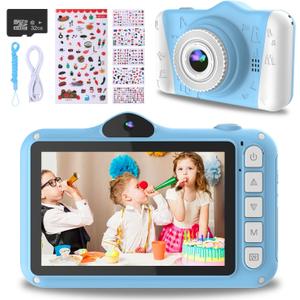 Kids Camera, 12MP Children's Camera for Boys and Girls, 1080P Rechargeable No Games Camera for Kids 3-12 Years Old with 32GB TF Card, USB Charging 8X Zoom.