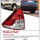 Huray Tail Light for Honda CRV 2012 2013 2014 Taillight Assembly Brake Lamp Replacement 33550-T0A-H01 Driver Side (Left)