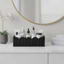 Black Scalloped Toilet Tank Basket, Handwoven Paper Rope Toilet Paper Holder Basket with Built-In Handles, Narrow Back of Toilet Storage Tray for Bathroom Counter, Tissues & Toiletries Organizer