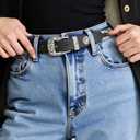 Western-Concho-Cowboy-Belts for Women - PU-Leather Thin Rivet Cowgirl Studded Belt for Jeans(for 29-38''Wasit) (Black)