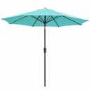 JEAREY 9FT Outdoor Patio Umbrella,Market Table Umbrella with 8 Fiberglass Ribs, Pool Umbrella with Tilt and Crank, UV Protection Lightweight & Wind-Resistant for Lawn, Garden, Deck and Backyard, Peacock Blue