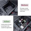 JDMCAR Center Console Organizer Compatible with 2022-2025 2026 Toyota Tundra Accessories and 2023-2026 toyota sequoia Armrest Secondary Storage Box ABS Material with Non-Slip Mats (Black Trim)